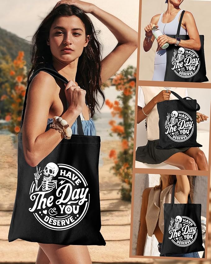 Aesthetic Canvas Tote Bag with Inner Pocket for Women, Cloth Cotton Totes Bag with Pattern for Shopping, Gym