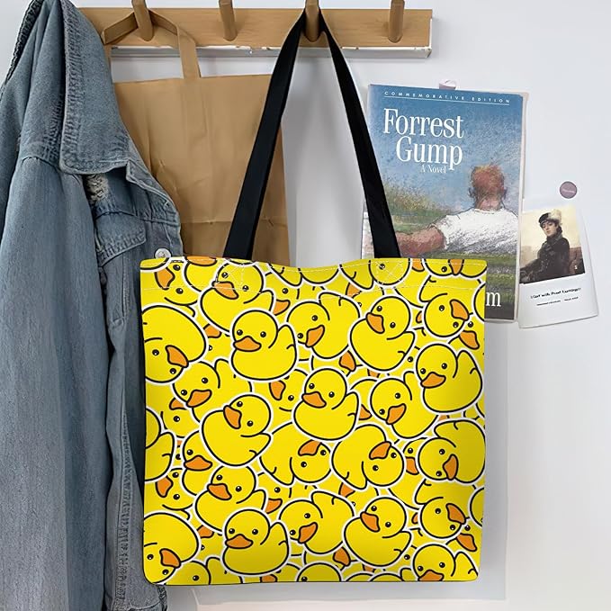 Canvas Tote Bag for Women，Cute Heavy-Duty Shoulder Bag with Zipper Pocket -Travel Tote for Grocery, Gym,Shopping