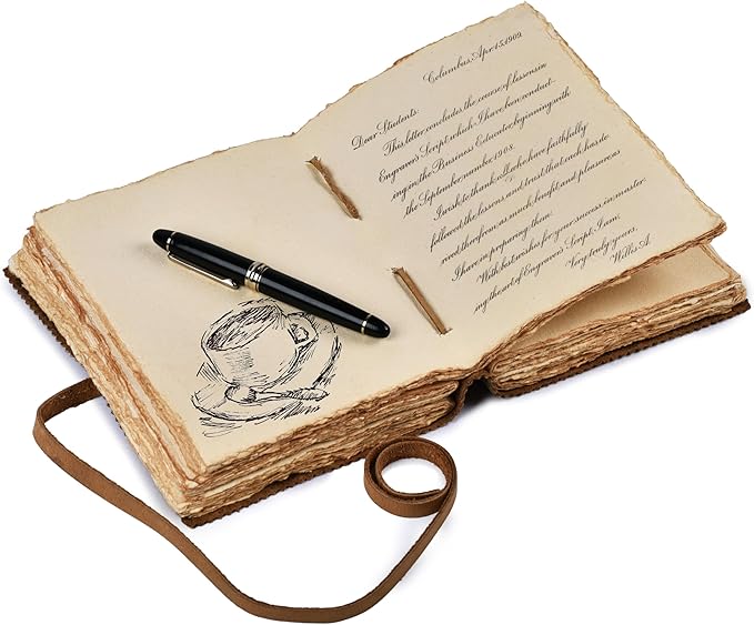 LEATHER VILLAGE Leather Bound Floral Embossed Journal for Women Men - 200 Pages, 13X8 Inches, Cappuccino Brown - Book of Shadows, Vintage Blank Paper Travel Diary, Notebook for Writing, Sketchbook