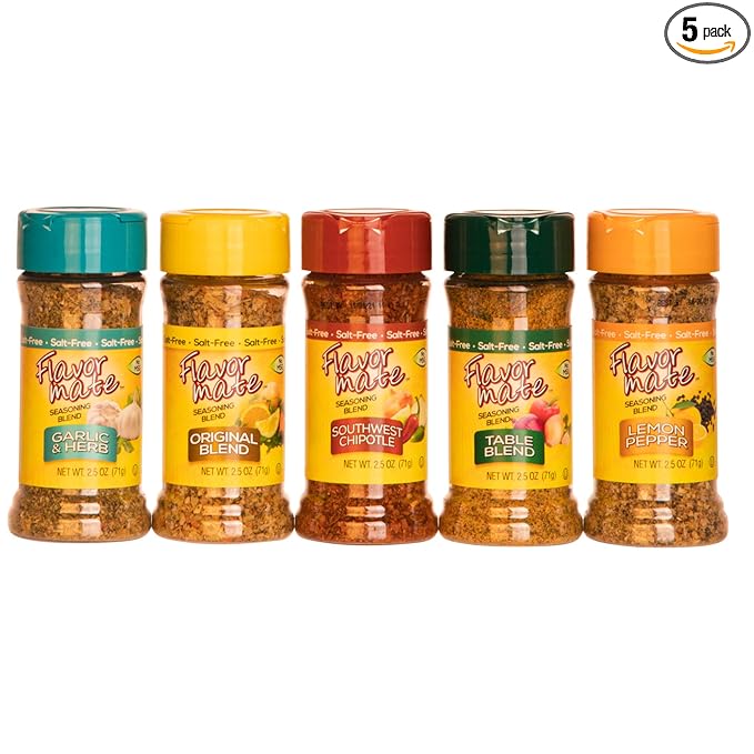 Flavor Mate No Salt Seasoning Blend - Variety Pack - Original,Garlic and Herb,Southwest Chipotle,Lemon & Pepper, Table Blend - 2.5 oz-Kosher