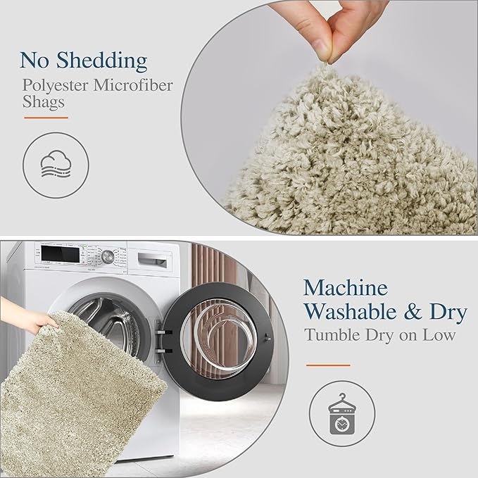 Walensee Large Bathroom Rug (24 x 48, Light Tan) Extra Soft and Absorbent Shaggy Bath Rug Machine Washable Microfiber Bath Mat Non Slip Bath Mat, Luxury Bathroom Floor Mats