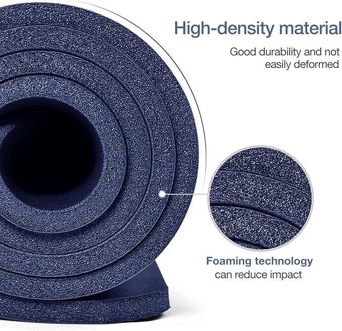 Yoga Mat Non Slip NBR Thick Yoga Mat, 72"L x 32"W x 0.6"TH (185cm x 80cm x 15mm), Anti-Tear Exercise Mat with Carrying Strap and Bag, Workout Mats for Yoga, Pilates and Floor Exercises