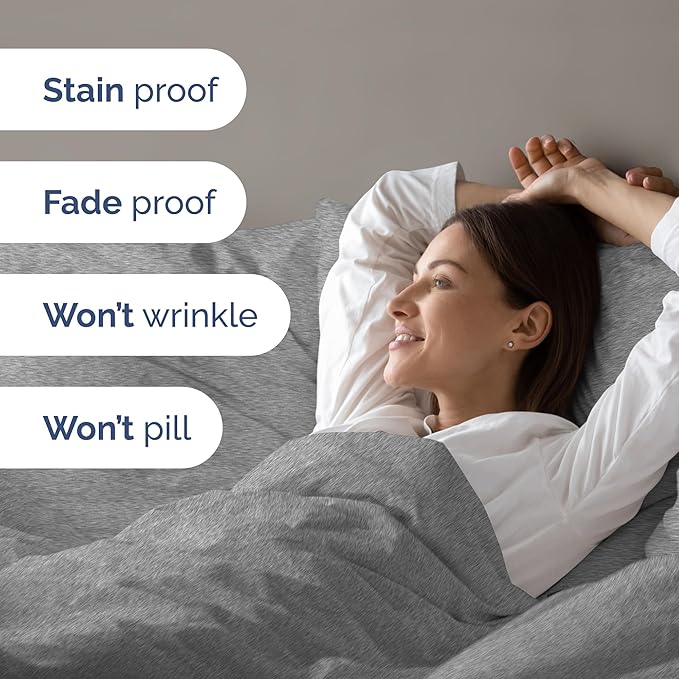 Duvet Cover Full Size Set - Extra Soft Full Size Duvet Cover 80 x 90 with 2 Pillow Shams - Hotel Luxury Easy Care & Fade Free w/Zipper Closures & Ties - Comfy Breathable Bedding Set (Heathered Grey)