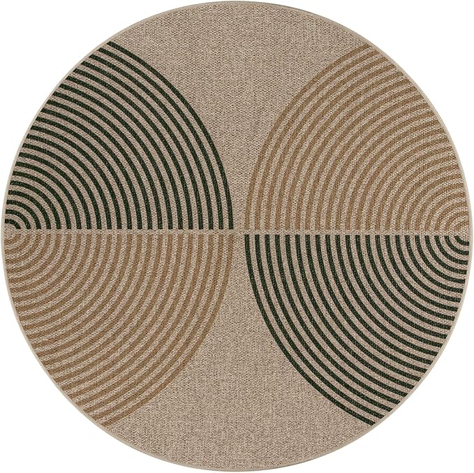 Lahome Modern Rainbow Round Rug 3ft, Circle Indoor Outdoor Rugs for Entryway Patio Washable Easy Jute Rug, Farmhouse Non Slip Small Round Rugs for Bedroom Porch Living Room Decor