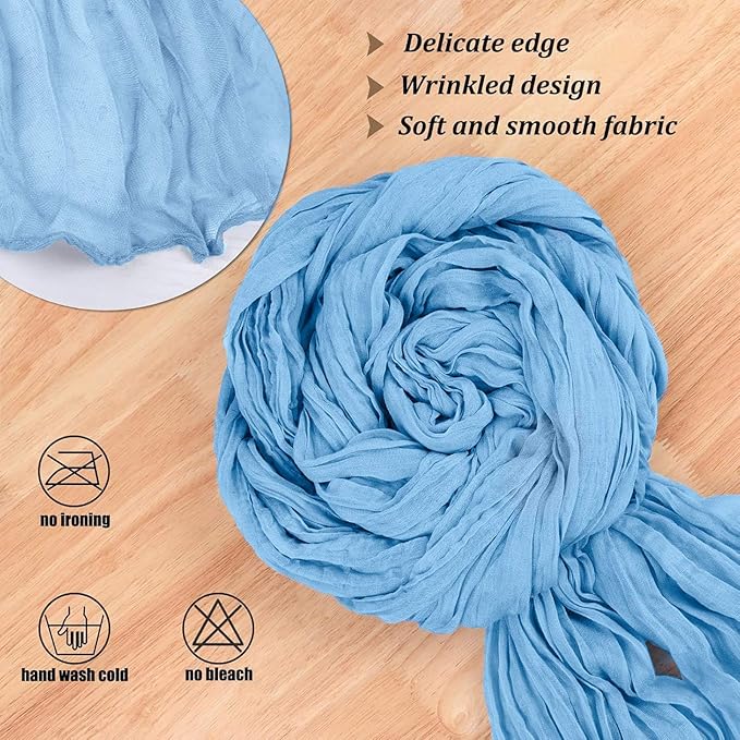 Light Baby Blue Cheesecloth Table Runner 13.3FT Long Bridal Baby Boy Shower Birthday Party Decorations Summer Sheer Gauze Boho Table Runner Wedding Dining Table Decorations