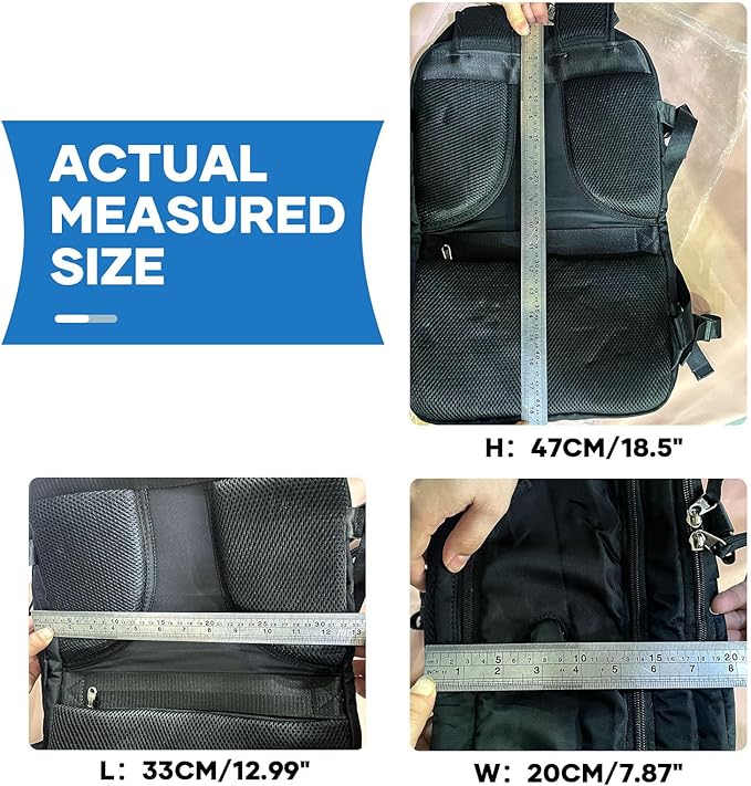 coowoz Large Travel Backpack For Women Men,Carry On Backpack Flight Approved,Hiking Backpack Waterproof Outdoor Sports Rucksack Casual Daypack Fit 15.6 Inch Laptop Shoes Compartment (Black)