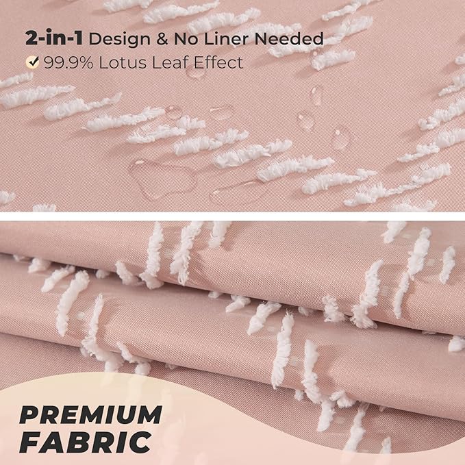 Blush Pink Boho Shower Curtain Cute Shower Curtain Modern Farmhouse Textured Chevron Striped Minimalist Bathroom Shower Curtains