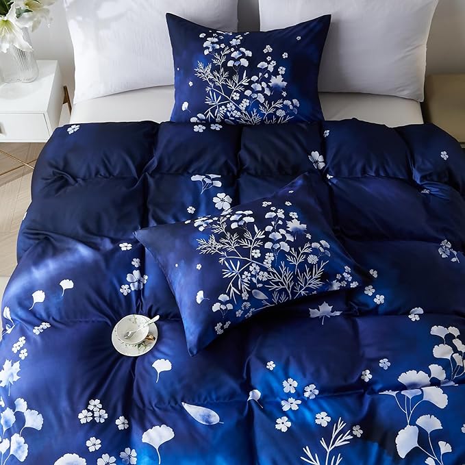 Cupocupa Duvet Cover Full Size Set Boho Floral Pattern Full Duvet Cover Set for Full Size Bed Vintage Soft Bedding Leaf Print Duvet Cover with Pillowcases