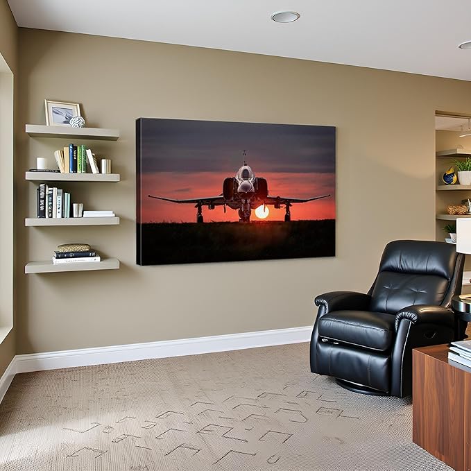F-4 Phantom Wall Art Canvas with Inner Wooden Frame - Airplane Decor, Aviation & Military Posters for Home & Office decor - Lightweight & Easy to Hang 28x40 Inches