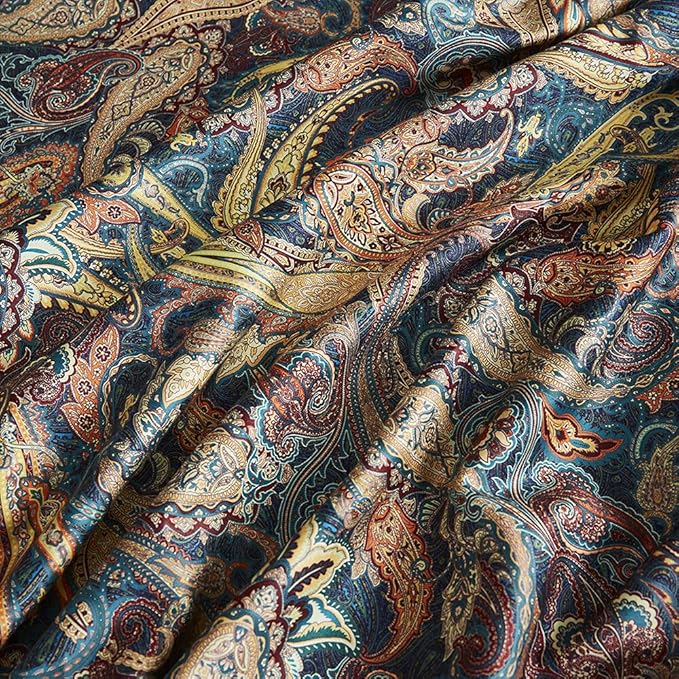 Cupocupa Duvet Cover King Size Set Boho Floral Pattern King Duvet Cover Set for King Size Bed Vintage Soft Bedding Leaf Print Paisley Duvet Cover with Pillowcases