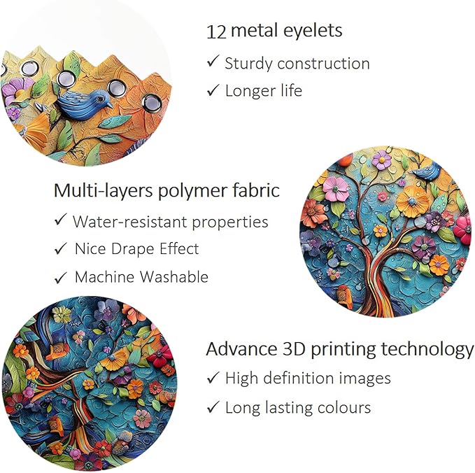 Bohemian Bathroom Curtain Colorful Boho Floral Print Beautiful Bright Polyester Fabric Cloth Shower Curtain for Bathroom Decoration, 72"x72"