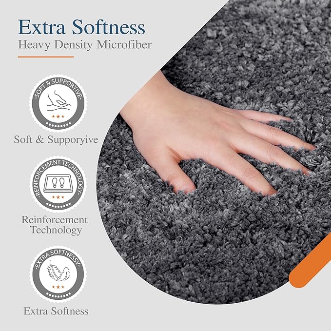 Walensee Large Bathroom Rug (24 x 48, Dark Grey) Extra Soft and Absorbent Shaggy Bath Mat Machine Washable Microfiber Non Slip Luxury Floor Mat