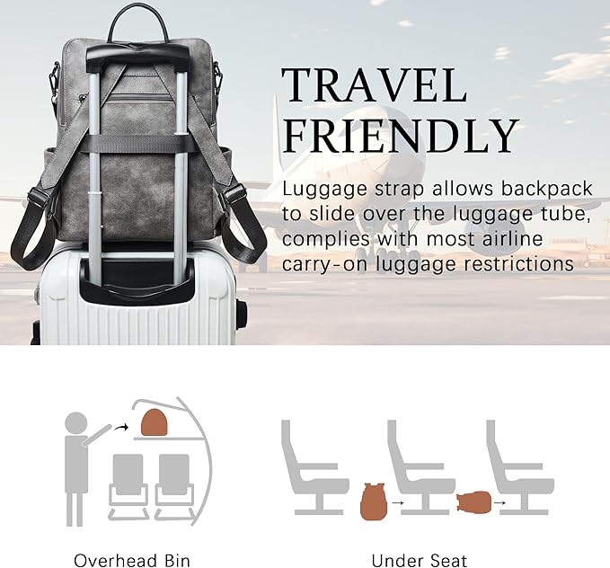 Shrrie Vegan Leather Laptop Backpack for Women 15.6 inch Work Backpack Fashion Travel Backpack Purse for Travel College Work