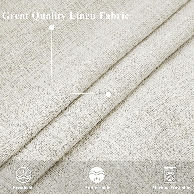 decorUhome Decorative Outdoor Throw Pillow Covers 22x22 Set of 2, Square Linen Rustic Neutral Farmhouse Euro Pillow Covers with Stitched Edge for Couch, Sofa, Living Room, Beige