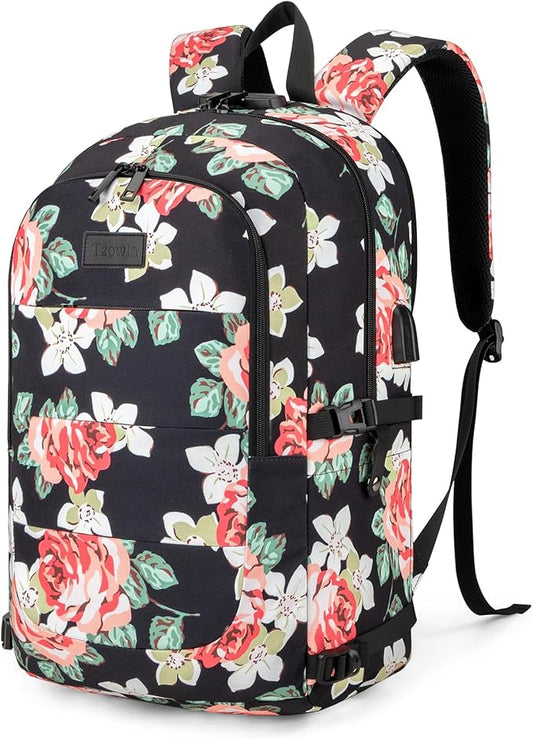 Tzowla Backpack Purse for Women, Stylish Travel Casual Daypack, Work Shopping Bag Light Weight For Men Fits 15.6 Inch Laptop Netbook- Flower