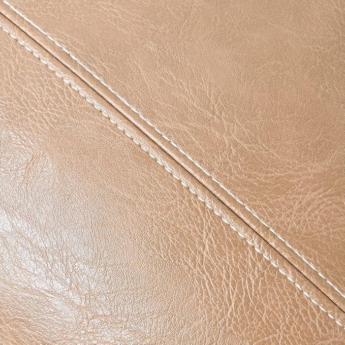 Fancy Homi 2 Packs Tan Long Lumbar Faux Leather Decorative Throw Pillow Covers 12x24 Inch for Outdoor Couch Bed, Beige Hand Stitched Cushion Case 30x60 cm, Taupe Modern Farmhouse Home Decor