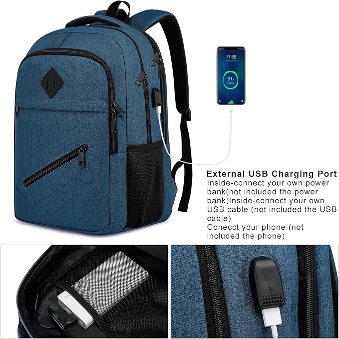 Backpack for Boys Men, School Backpack for Teens Girls, Lightweight Casual High School Bookbag, Daily-use Travel Laptop Backpack with USB Charging Port Fits 15.6 Inch Notebook