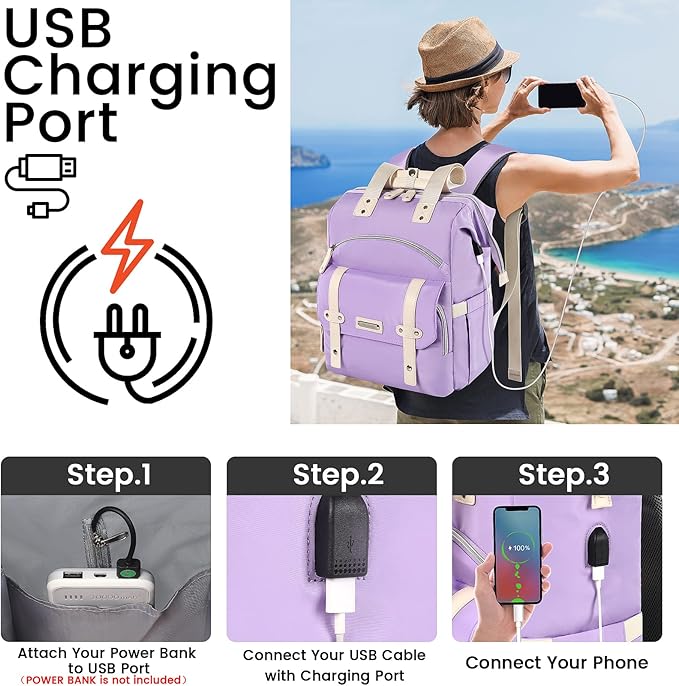 FALANKO Laptop backpack for Women, Computer Backpack Fits 15.6Inch Laptop with USB Charging Port RFID Water Resistant purse Casual Bookbag for Teacher work College nurse Doctor