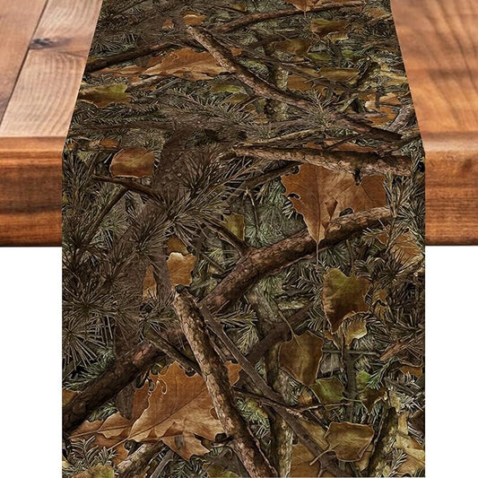 Camo Table Runner Seasonal Spring Fall Kitchen Dining Linen Table Decoration for Indoor Outdoor Home Party Dinner 13x72 Inch