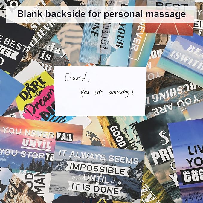 Outus 120 Pcs Motivational Encouragement Quote Cards, Inspirational Kindness Appreciation Gratitude Business Cards, Mini Note Cards for Students, 30 Styles, Landscape