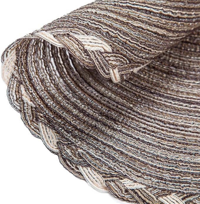 SHACOS Round Placemats Set of 6 Braided Glitter Round Table Placemats 15 inch for Wedding Holiday Party (Multicolor - Light Coffee, 6)