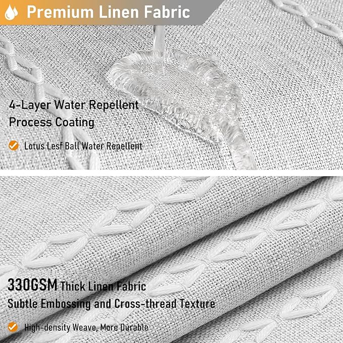 BTTN 78 Inch Long Shower Curtain - Boho Farmhouse Linen Thick Striped Fabric Shower Curtain Set with Plastic Hooks, Tall Rustic Country Luxury Cloth Shower Curtains for Bathroom - Grey/Gray - 72x78