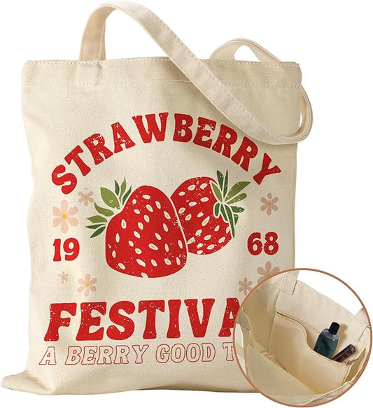 Canvas Tote Bag with Pocket - Aesthetic Cute Canvas Bag for Women Shoulder Totes for Shopping, Work, Gym