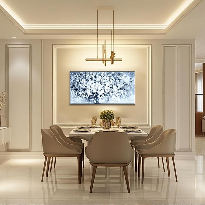 Canvas Wall Art Decor Large Canvas Wall Art for Living Room Wall Pictures Framed Floral Wall art Decor Blue and White Wall Art Prints Art Work for bedroom office kitchen Home wall decor 29 x 58 Inch