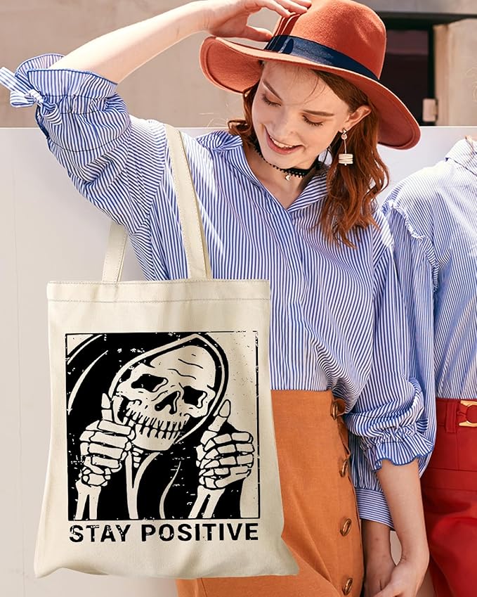 Canvas Tote Bag with Pocket - Aesthetic Cute Canvas Bag for Women Shoulder Totes for Shopping, Work, Gym