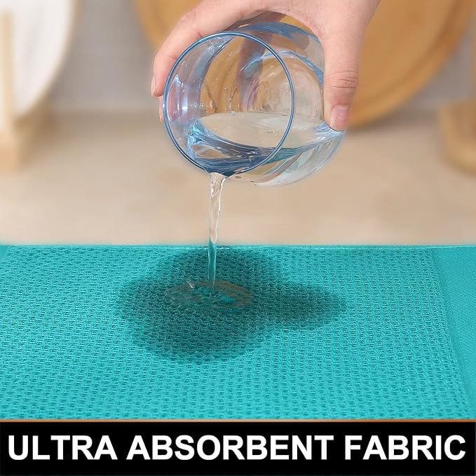 Homaxy 100% Cotton Dish Cloths, 6 Pack - 12 x 12 Inches, Waffle Weave Super Soft and Absorbent Dish Towels Quick Drying Dishcloths, Green