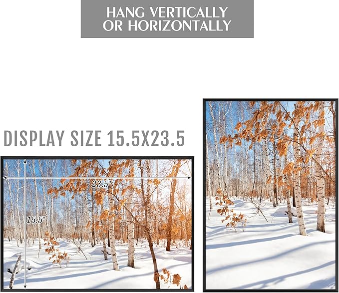 Golden State Art, 16x24 Aluminum Picture Frame, Black Metal Thin Poster Frames for 16 x 24 inch Photo, Acrylic Front, Wall Hook for Horizontal or Vertical Display, 3 Pack