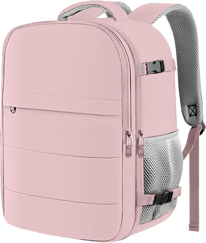 HOTOR Travel Backpack - Flight Approved Travel Bag for Men and Women, Carry on Luggage for 15.6" Laptop and Travel Essentials for Work, Business, Weekender, College 12.8"x8.3"x18.5" (Pink)