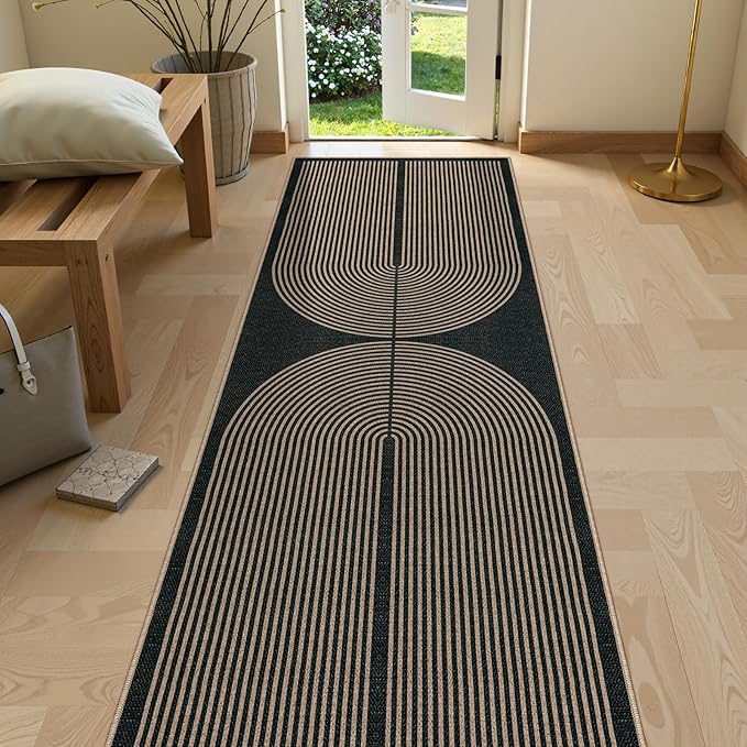 Lahome Modern Rainbow Kitchen Runner Rug, 2x8 Easy Jute Rug Runners for Hallways Entry Farmhouse Indoor Outdoor Carpet, Contemporary Washable Non Slip Runner for Laundry Room Porch