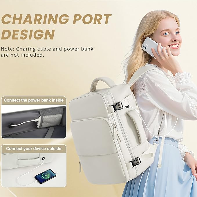 Travel Backpack for Women, Carry On Backpack Flight Approved, Personal Item Travel Bag with USB Charging Port, Casual Daypack College Bag Suitcase Backpack for Weekend, Fit 16 Inch Laptop