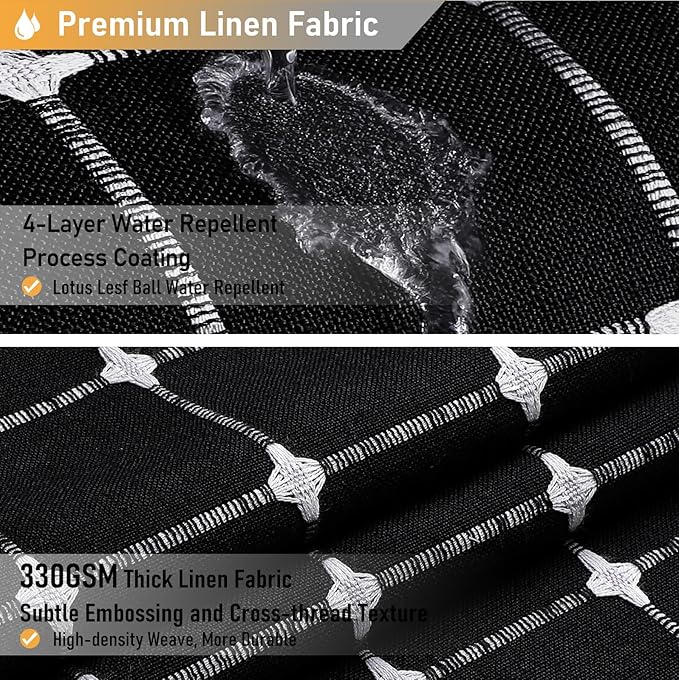 BTTN Boho Shower Stall Curtain - 36x72 Narrow Linen Ultra Thick Tassel Fabric Cloth Shower Curtain Set with 6 Plastic Hook, Small Modern Farmhouse Country Shower Curtains for Bathroom, Black and White