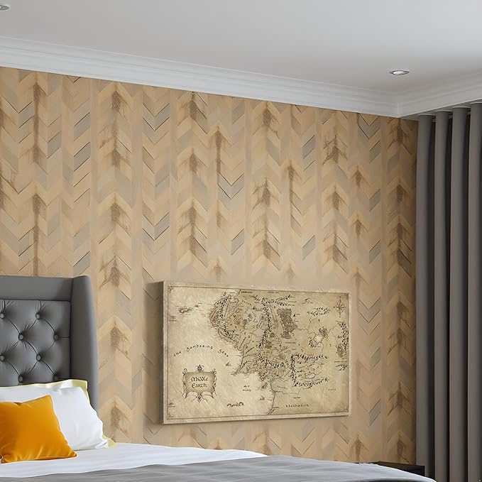 Middle Earth Map Wall Art Canvas Print - Fantasy Map of Middle Earth - 28''H x 40''W with Inner Wooden Frame - Lightweight & Easy to Hang - Perfect for Bedroom, Game Room Decor