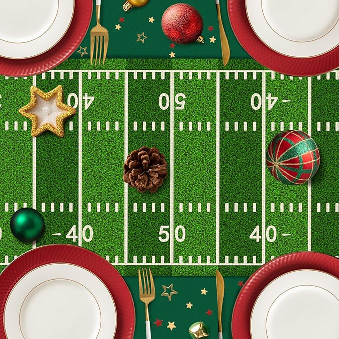 American Football Court Table Runner Seasonal Spring Fall Kitchen Dining Linen Table Decoration for Indoor Outdoor Home Party Dinner 13x72 Inch