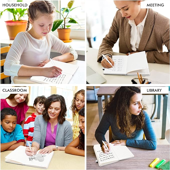 feela 12 Pack Notebooks Journals Bulk, Hardcover Notebook Classic Ruled Lined Journals with Pen Holder for Women Girls School Business Supplies, with 12 Black Pens, 120 GSM, 5.1”x8.3”, A5, White