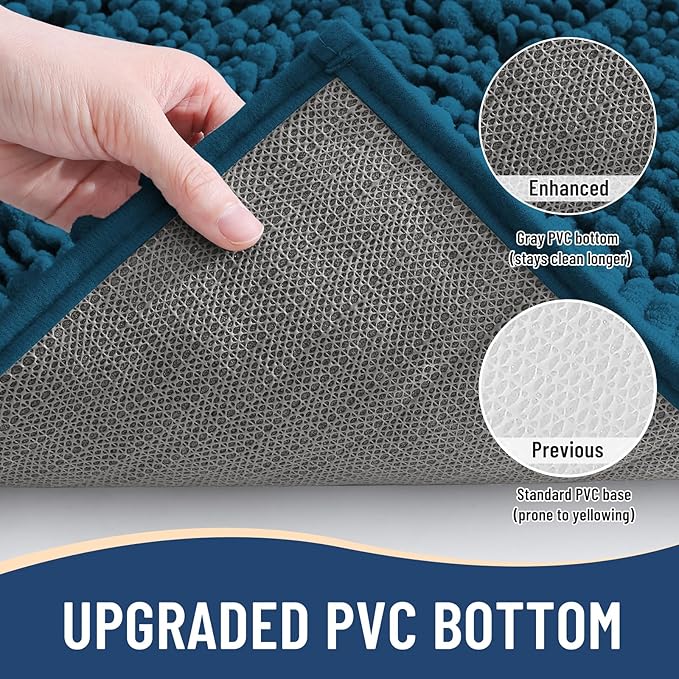 Arotive Luxury Chenille Bathroom Rug Mat, Extra Soft Thick Absorbent Shaggy Bath Rugs, Non-Slip Machine Wash Dry, Plush Bath Mats for Bathroom, Shower and Tub, 34x21, Peacock Blue