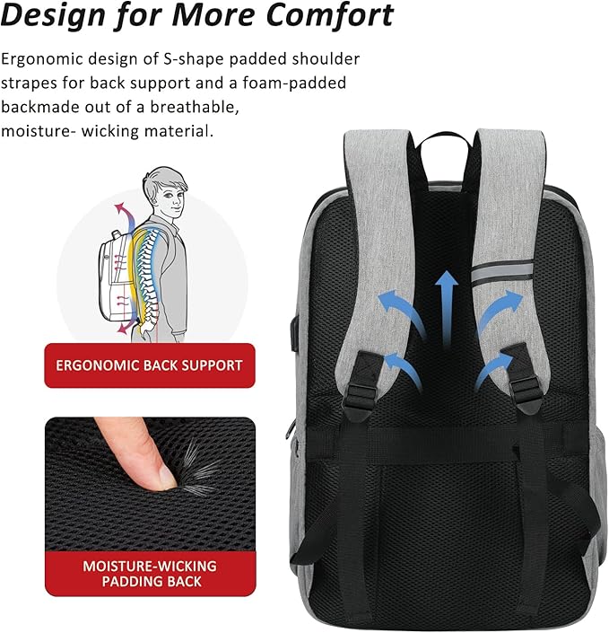 MAXTOP Laptop Backpack Bookbag Backpack with USB Charging Port Anti-Theft[Water Resistant] Work College Business Travel Computer Backpack for Men Women Fits up to 17" Notebook
