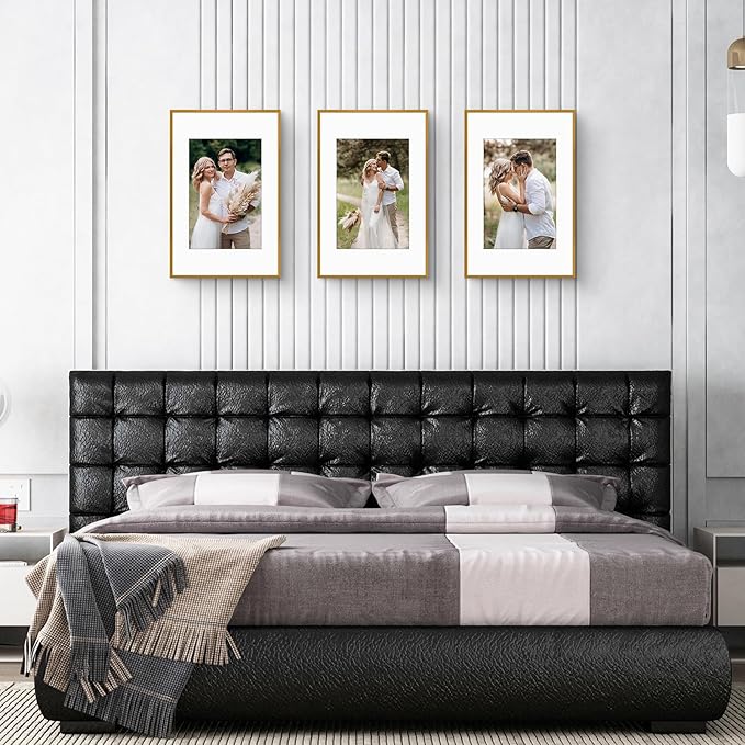 Golden State Art 11x17 Picture Frame 3 Pack - Aluminum Frames with 8x12 Removable Mats & Real Glass, Display 11x17 Posters or 8x12 Photos - Bronze Gallery Wall Frames for Home Office Decor