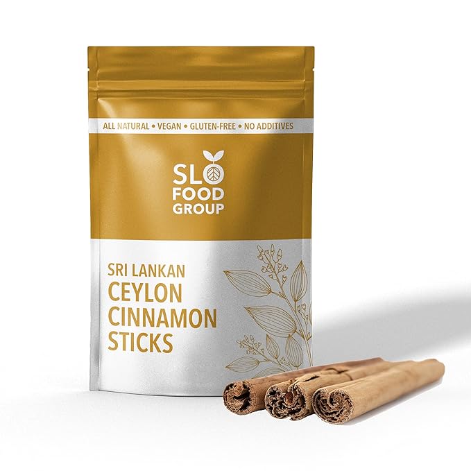 Slofoodgroup Ceylon Cinnamon Sticks - Pure Ceylon Cinnamon Quills 5 Inch Cut Cinnamon Spice from Sri Lanka, True Cinnamon - Cinnamomum Verum, 4 OZ.