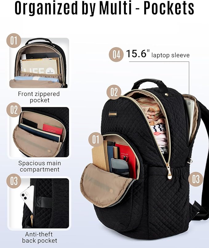 LIGHT FLIGHT Women Backpack for Work Laptop Backpack Women Travel Backpack Laptop Bag 15.6'' Laptop backpack