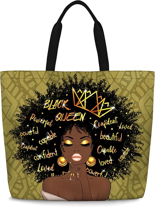 IAGM Women Tote Bags African American Woman Shoulder Bag Afro Black Girl Magic Satchel Handbags For Shopping,Work,Grocery,Gym