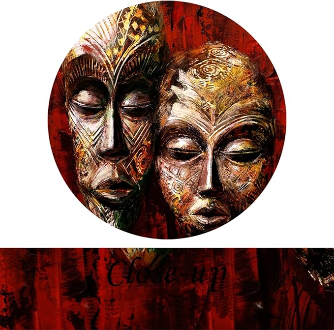 KREATIVE ARTS Vintage Tribal African Canvas Art Authentic Masks, Drums, Zebra & Giraffe Wooden Symbols Painting Giclee Prints Artwork for Home, Living Room & Bedroom Each Panel 12x16 Inches