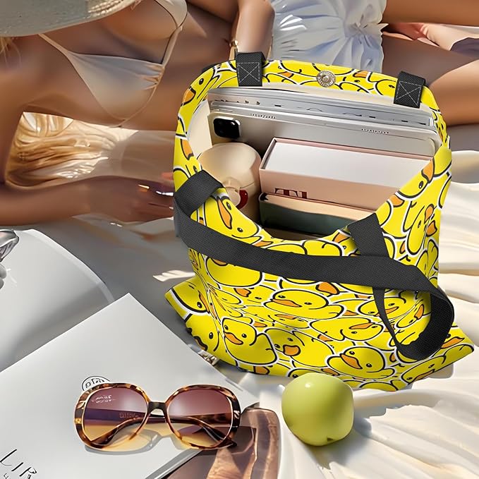 Canvas Tote Bag for Women，Cute Heavy-Duty Shoulder Bag with Zipper Pocket -Travel Tote for Grocery, Gym,Shopping