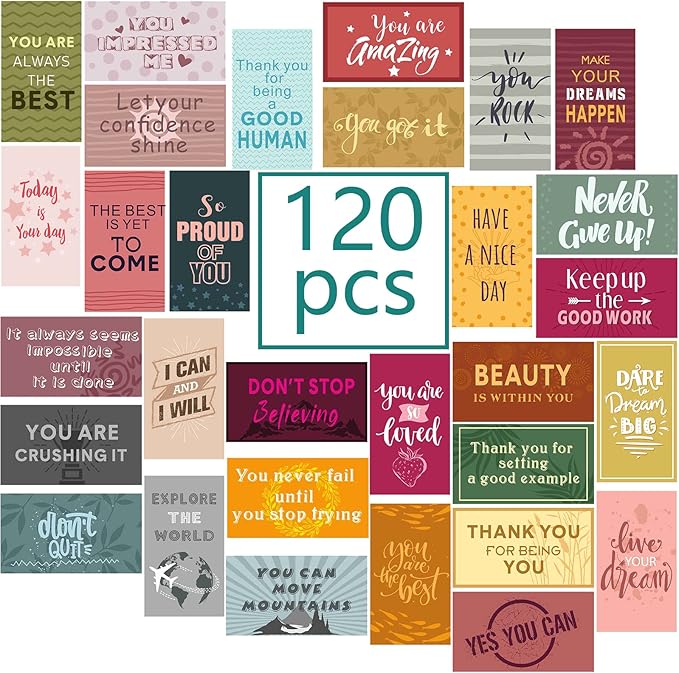 Outus 120 Pcs Motivational Encouragement Quote Cards Inspirational Kindness Appreciation Gratitude Business Cards Encouragement Mini Note Cards, 30 Styles, 3.5 x 2 Inch(Retro Style)