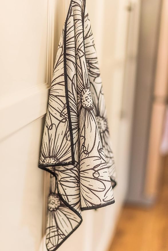 || 3 Pack|| Kitchen Towels || Dish Towels || Tea Towels || Highly Absorbent || Hanging Loop || Dish Cloths || Modern || Designer Prints (Beige/Black)