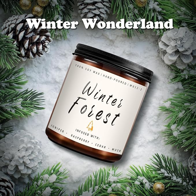 Winter Forest Candle - Holiday Scented Soy Candle for Home - Christmas Gifts for Women