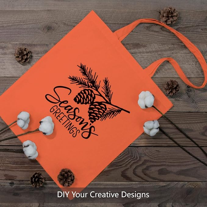 TOPDesign 6-Pack Economical 16"x15" Orange Cotton Tote Bag, Lightweight Medium Reusable Grocery Shopping Cloth Bags, Suitable for DIY, Advertising, Promotion, Gift, Activity